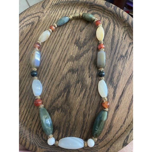 Single Strand Polished Stone Necklace - Picture 1 of 6